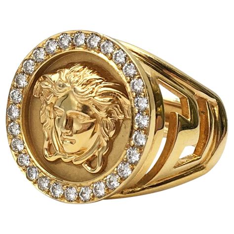 versace solid 18k gold authentic medusa head tie clip|medusa 18k gold ring.